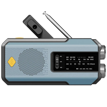 Radio de emergencia multifunción con manivela, solar y linterna LED