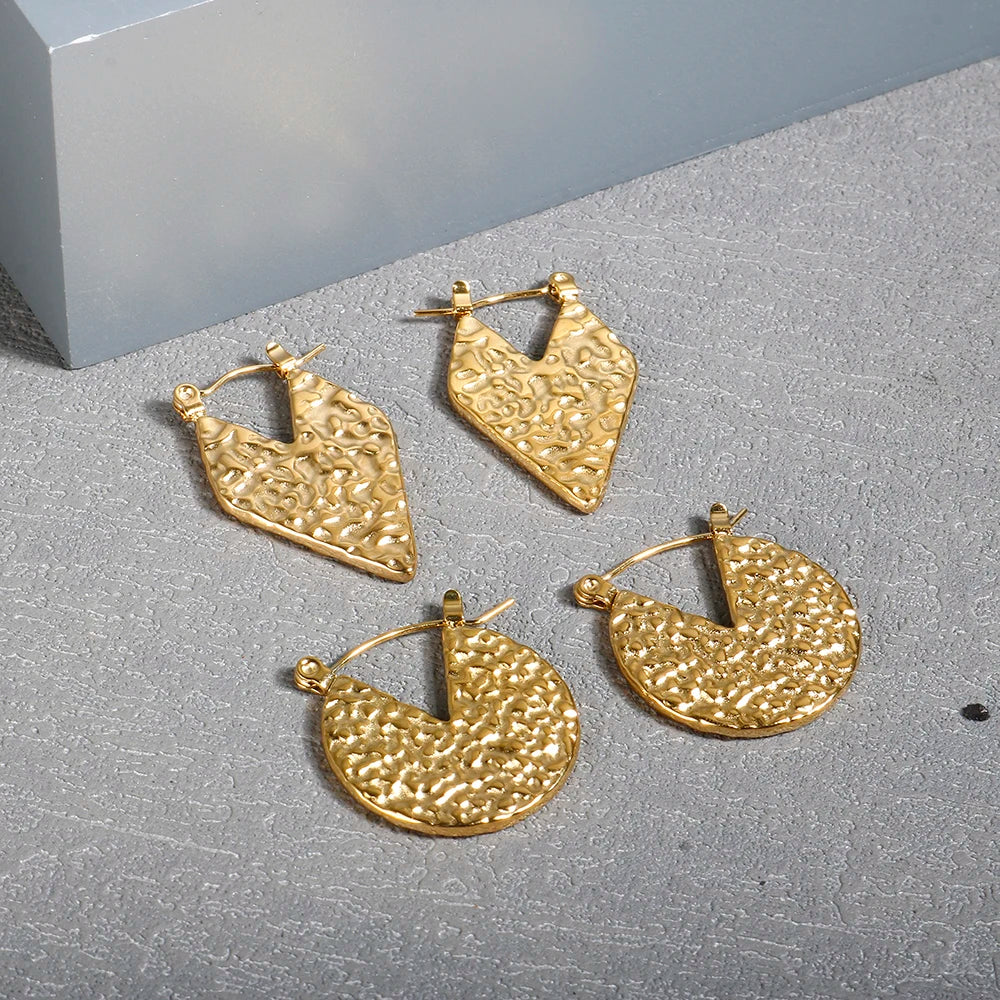 Shiny Zircon pendientes de aro para mujer Trendy Golden acero inoxidable Circle orejaring