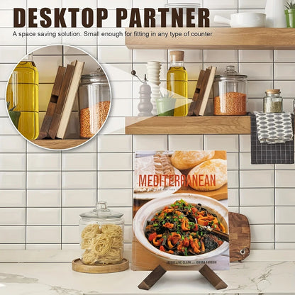 Soporte de madera para libros de cocina y recetas