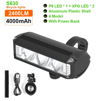 Luz delantera recargable para bicicleta 5200LM con batería externa