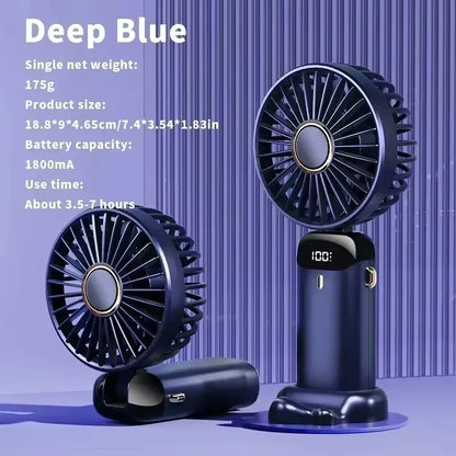 Mini ventilador portátil recargable con pantalla LED y 5 velocidades
