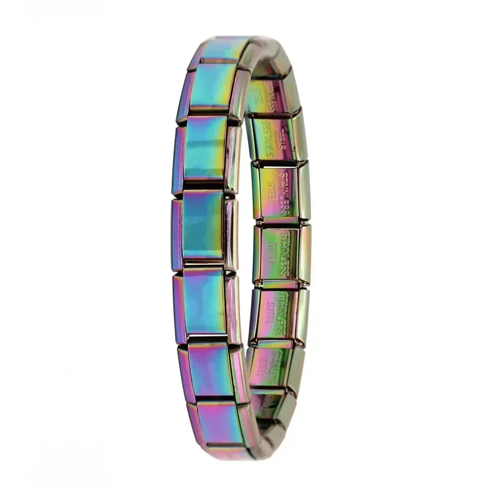 Pulsera elástica de acero inoxidable estilo italiano para mujer