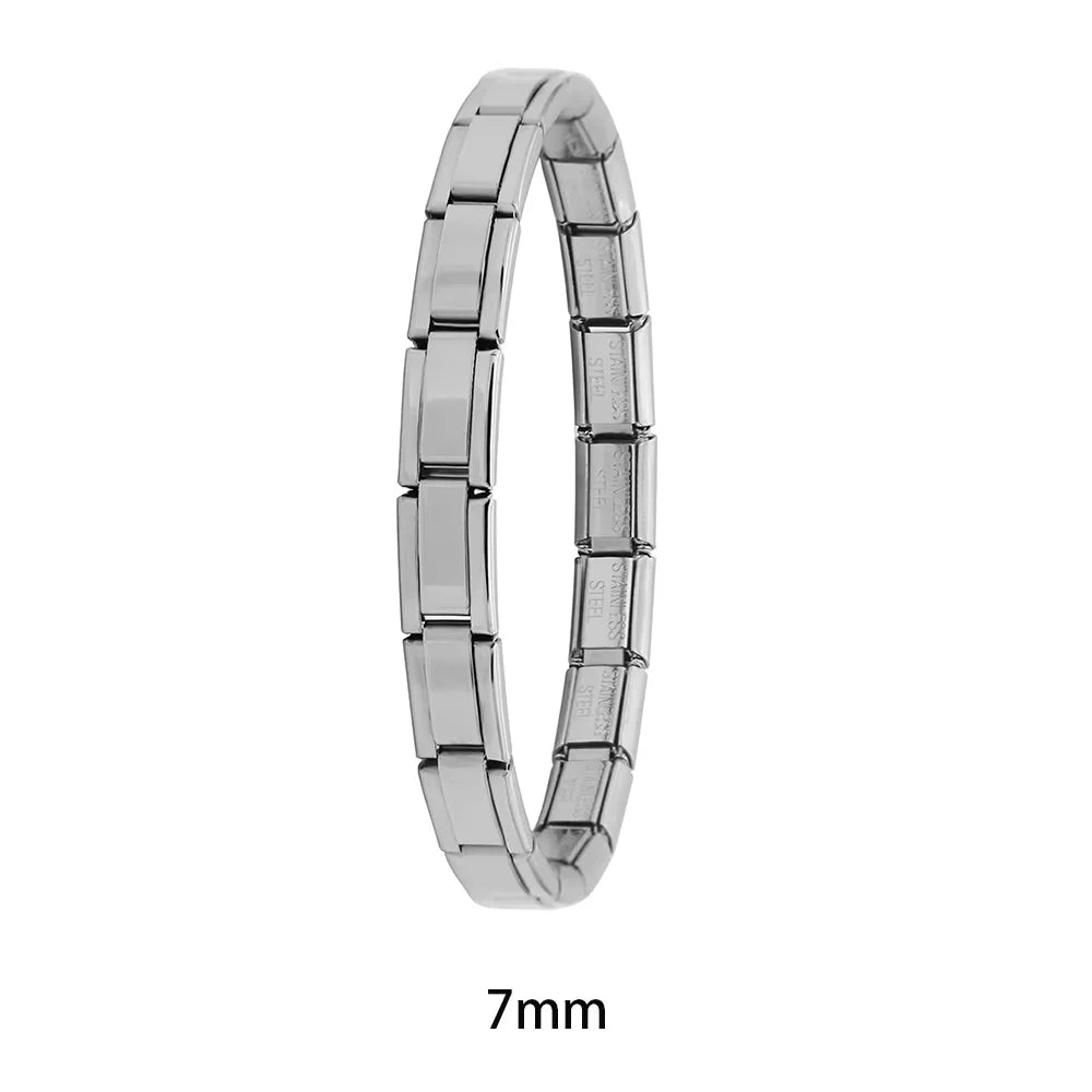 Pulsera elástica de acero inoxidable estilo italiano para mujer