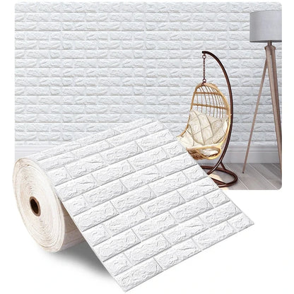 Papel pintado adhesivo 3D efecto ladrillo impermeable