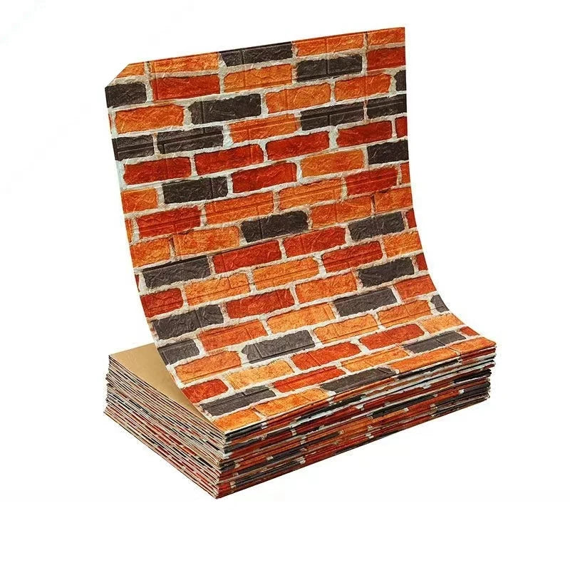 Papel pintado adhesivo 3D efecto ladrillo impermeable