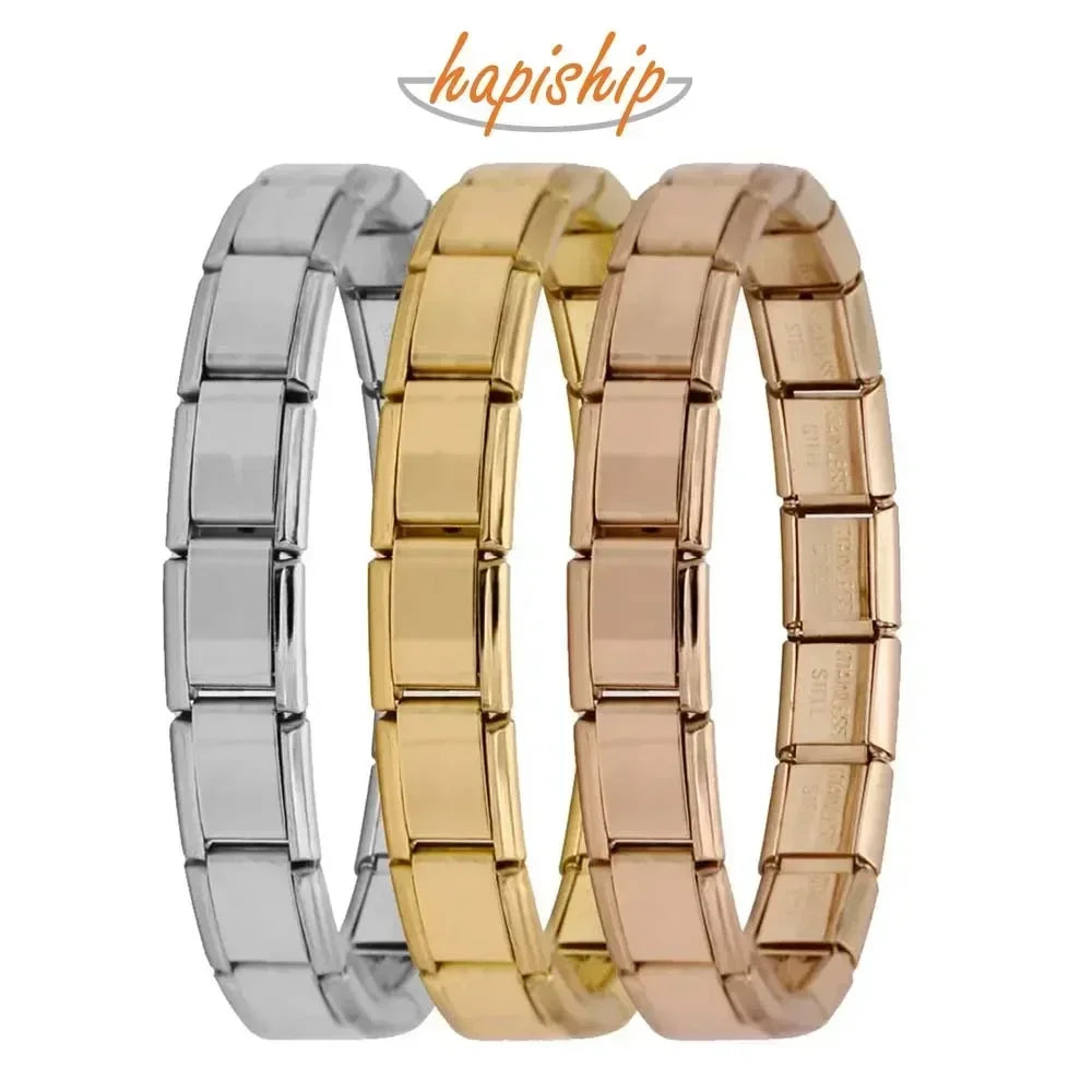 Pulsera elástica de acero inoxidable estilo italiano para mujer