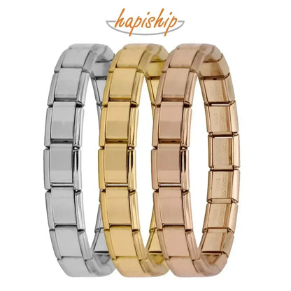 Pulsera elástica de acero inoxidable estilo italiano para mujer