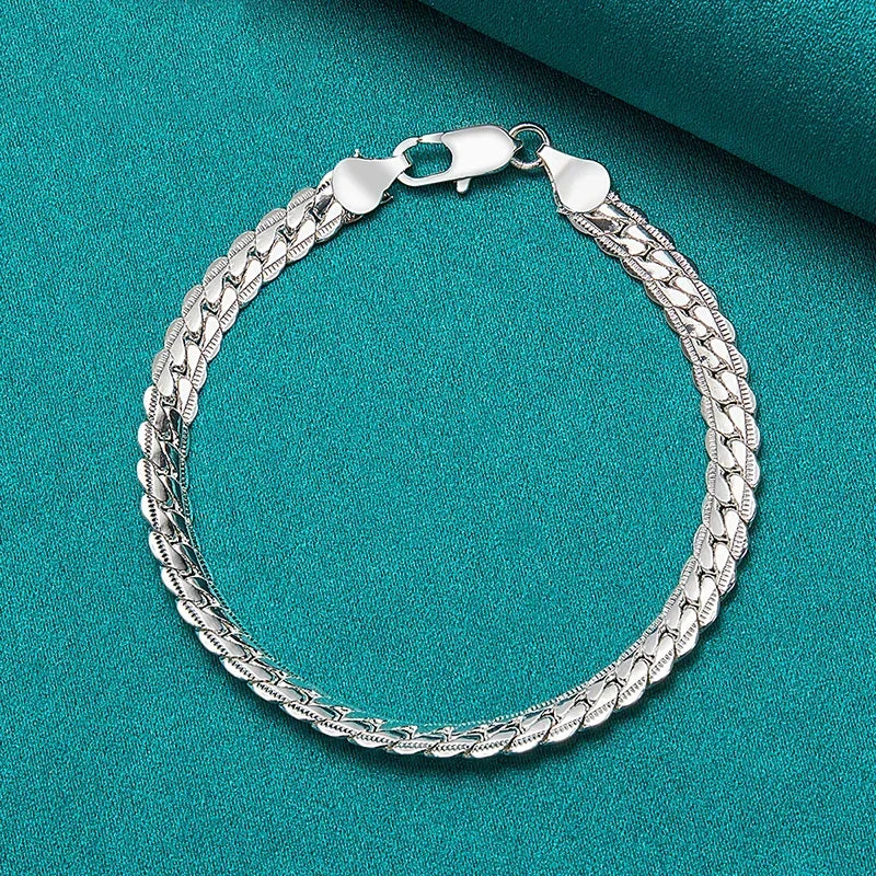 Pulsera de plata 925 con cadena plana y cierre de langosta