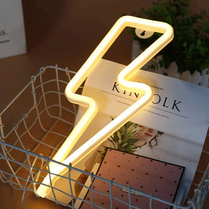 Lámpara LED de neón con forma de rayo para decoración