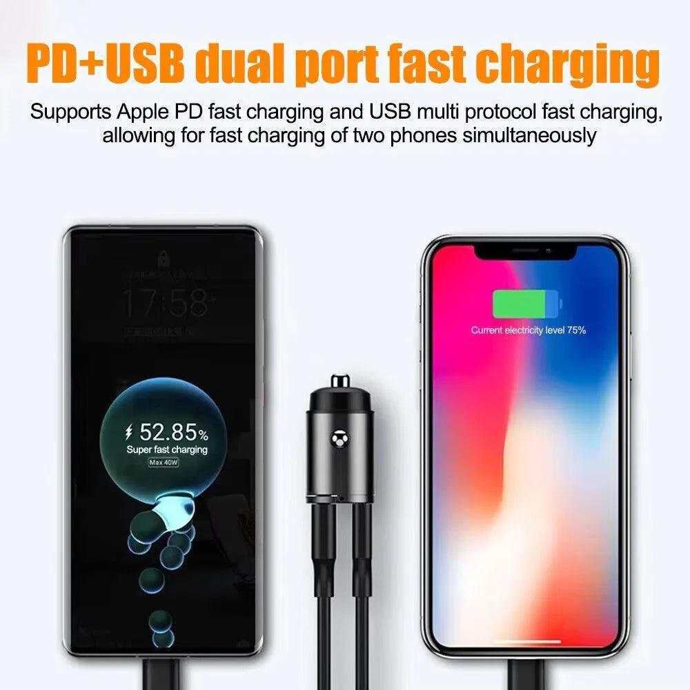 Cargador rápido de coche USB-C 200W con anilla