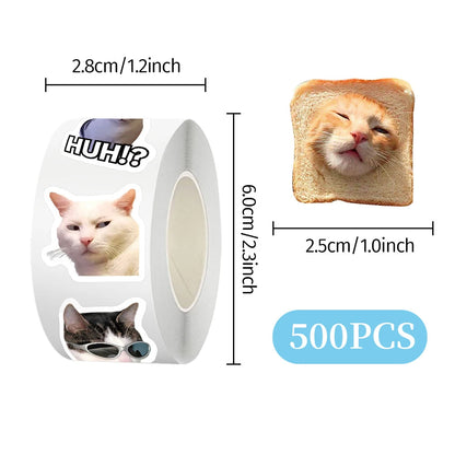 Rollo de 500 pegatinas de gatos meme para recompensas