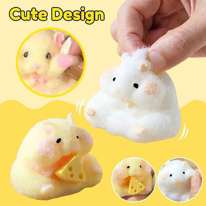 Hámster squishy con queso – juguete antiestrés decorativo