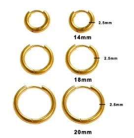 Shiny Zircon pendientes de aro para mujer Trendy Golden acero inoxidable Circle orejaring