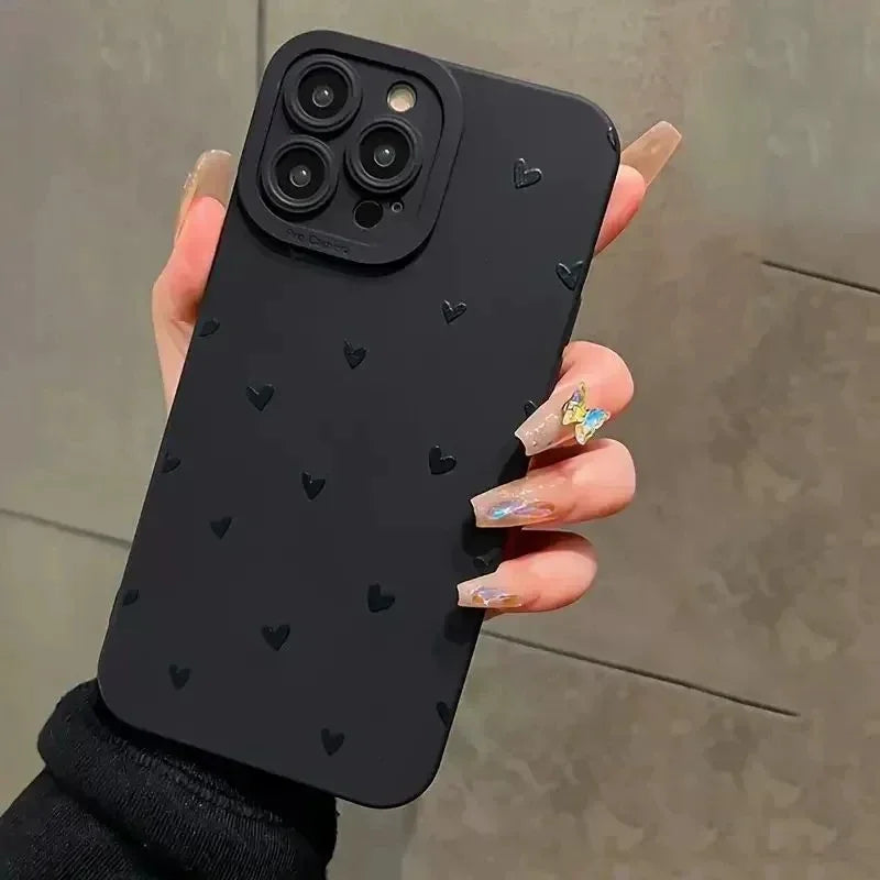Funda TPU negro Love para iPhone con protección antigolpes