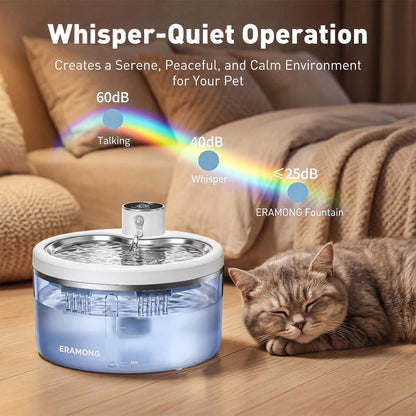 Fuente automática inalámbrica para gatos – 2,5 L con sensor inteligente y 3 modos de flujo