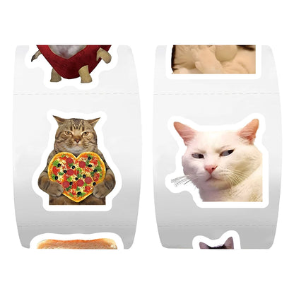 Rollo de 500 pegatinas de gatos meme para recompensas