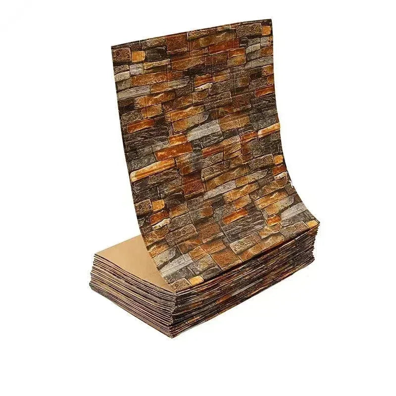 Papel pintado adhesivo 3D efecto ladrillo impermeable