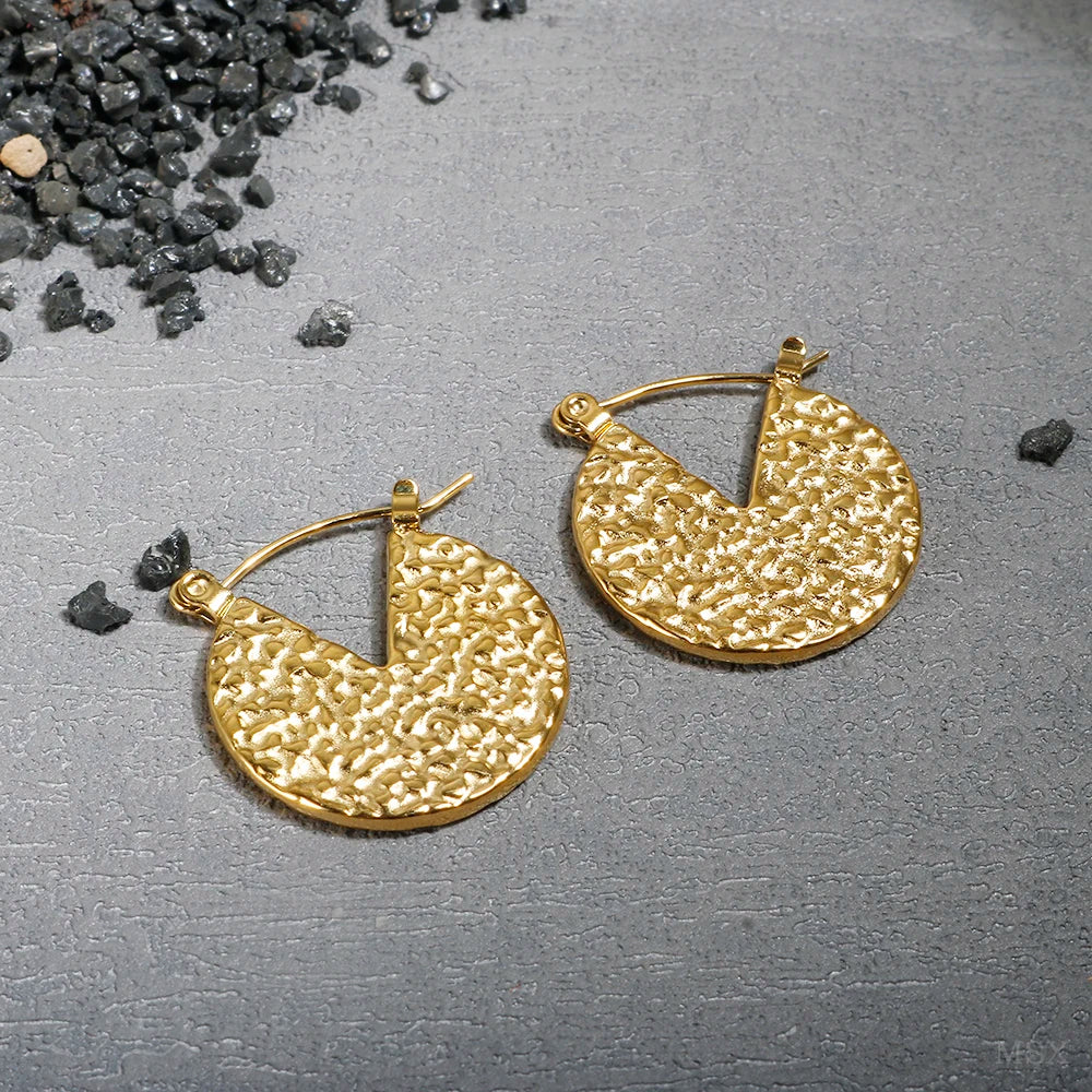 Shiny Zircon pendientes de aro para mujer Trendy Golden acero inoxidable Circle orejaring