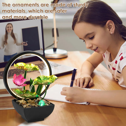 Fuente decorativa de sobremesa con cascada, piedras y luz LED