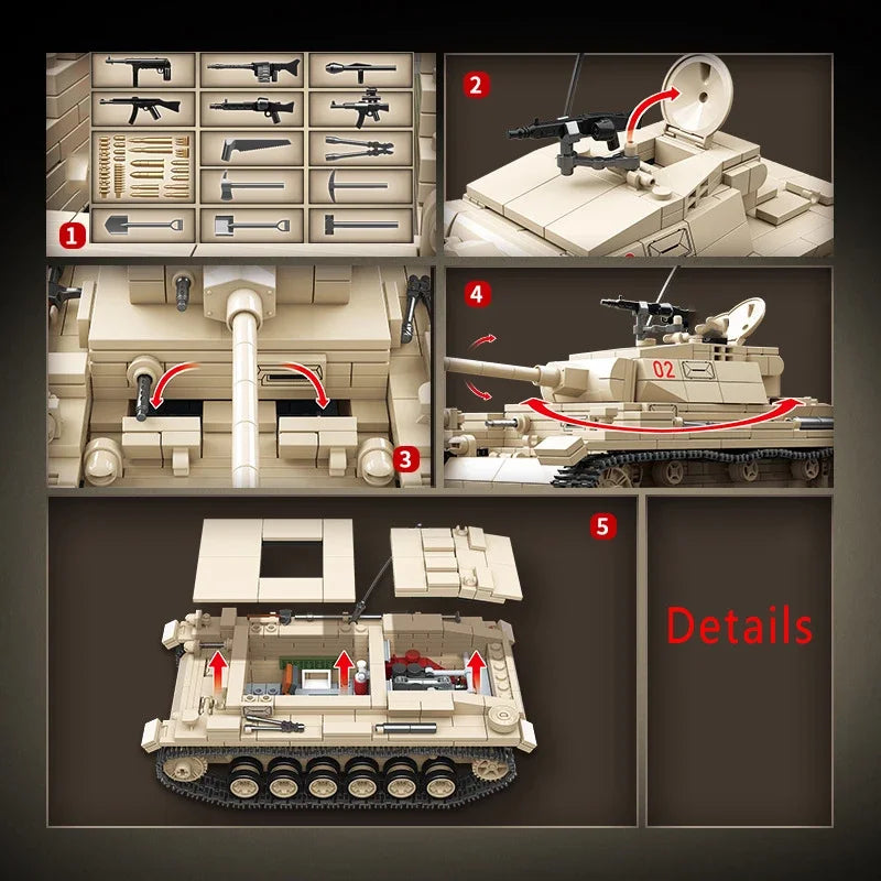 Tanque militar de bloques de construcción – modelo histórico DIY