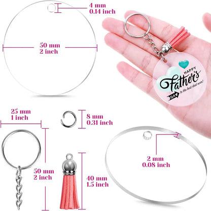 Kit de llaveros acrílicos transparentes con borlas