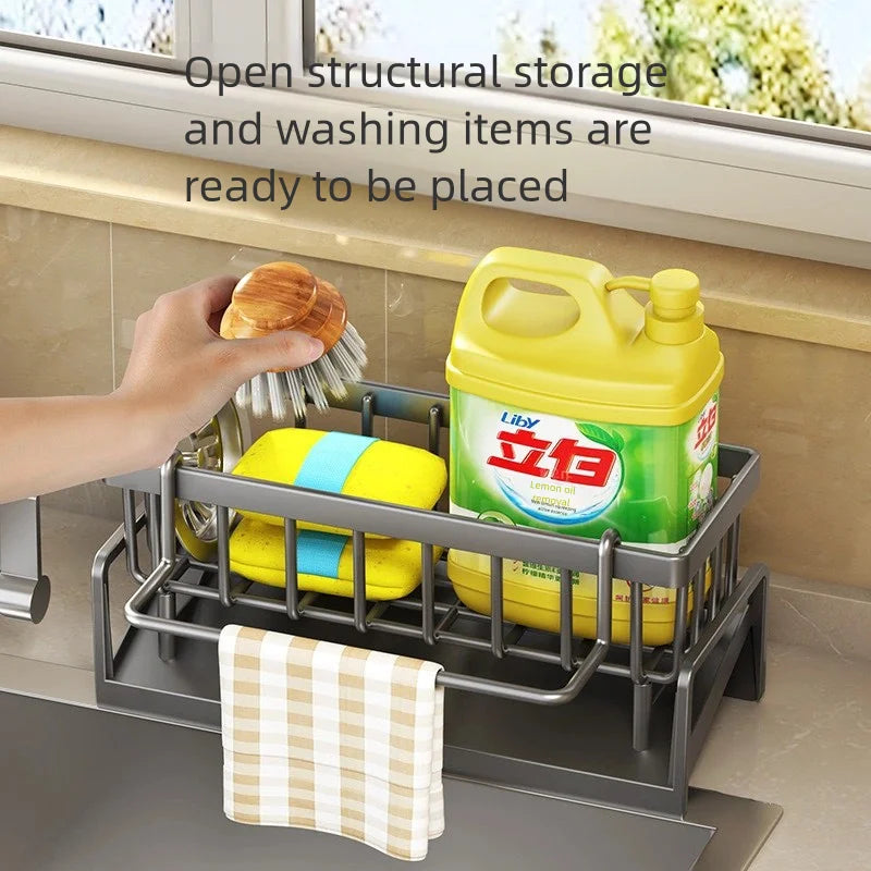 Estante organizador de cocina para fregadero con drenaje