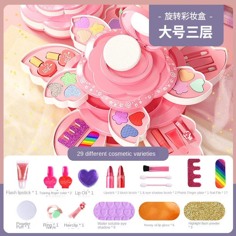 Set de maquillaje infantil de princesa con caja giratoria