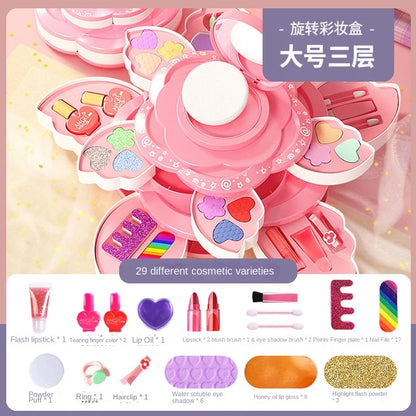 Set de maquillaje infantil de princesa con caja giratoria