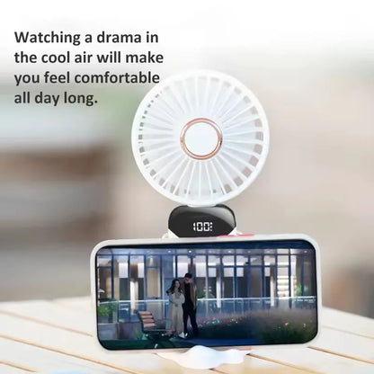 Mini ventilador portátil recargable con pantalla LED y 5 velocidades