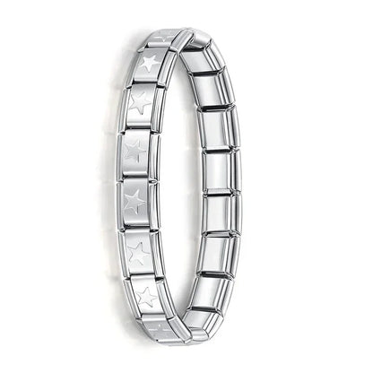 Pulsera elástica de acero inoxidable estilo italiano para mujer