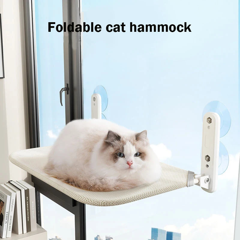 Hamaca de ventana para gatos con ventosas y colchón lavable