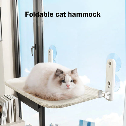 Hamaca de ventana para gatos con ventosas y colchón lavable