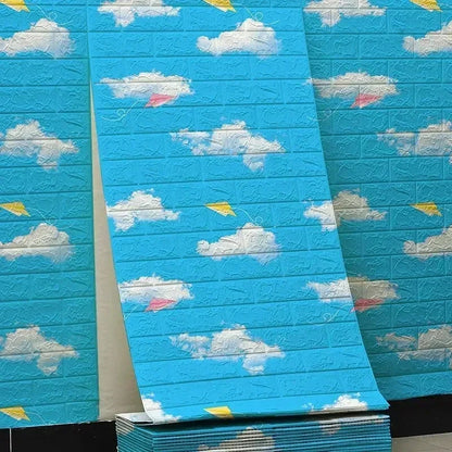Papel pintado adhesivo 3D efecto ladrillo impermeable