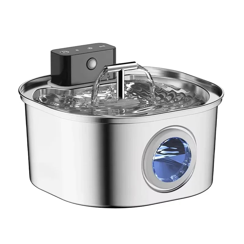 Voford 3.2L Stainless Steel Cat Water Fountain With 4000mAH Battery 3 Modes Dual Outlet Wireless Automatic Pet Drinking Fountain