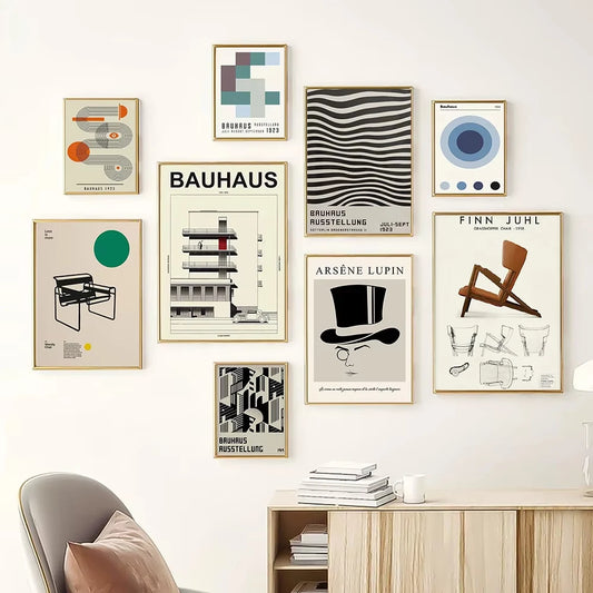 Lámina decorativa Bauhaus minimalista en blanco y negro