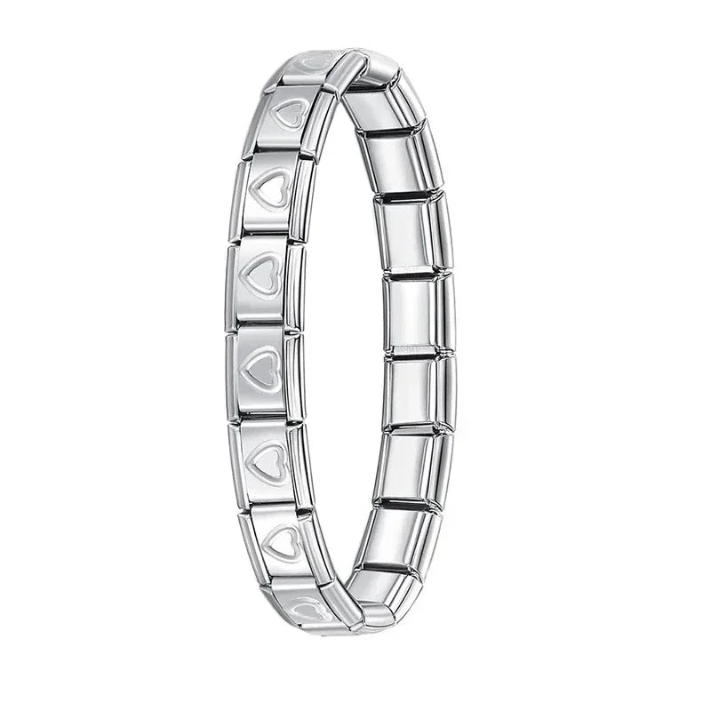Pulsera elástica de acero inoxidable estilo italiano para mujer