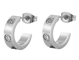 Shiny Zircon pendientes de aro para mujer Trendy Golden acero inoxidable Circle orejaring