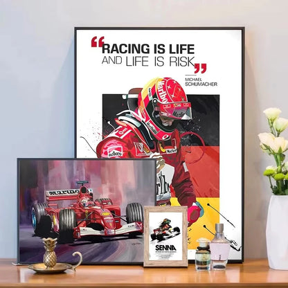 Póster decorativo de Ayrton Senna estilo graffiti racing