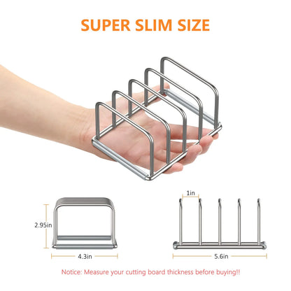 Organizador de cocina de acero para sartenes, bandejas y tablas