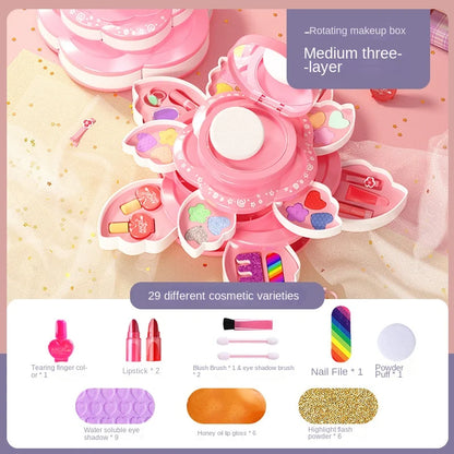 Set de maquillaje infantil de princesa con caja giratoria