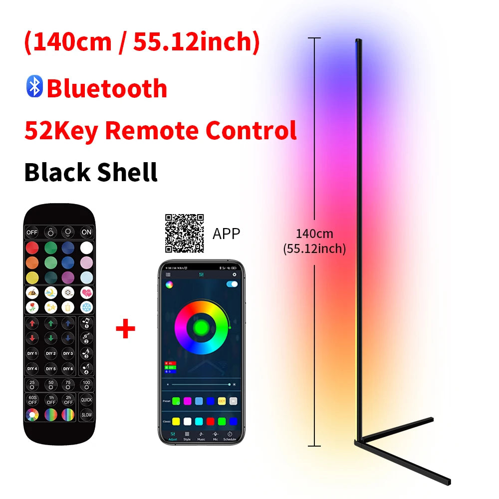 Lámpara de pie LED RGB regulable para esquina