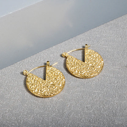 Shiny Zircon pendientes de aro para mujer Trendy Golden acero inoxidable Circle orejaring