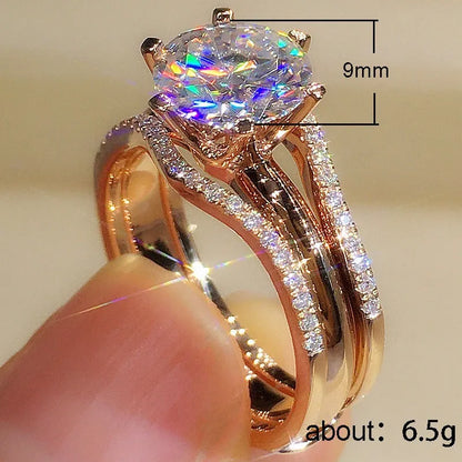 Anillo color oro rosa con circonita de 6 garras