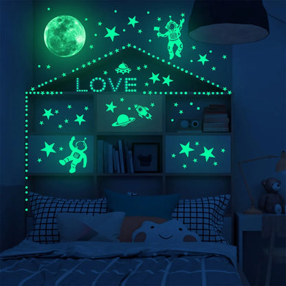 Pegatinas luminosas de luna y estrellas para habitación infantil