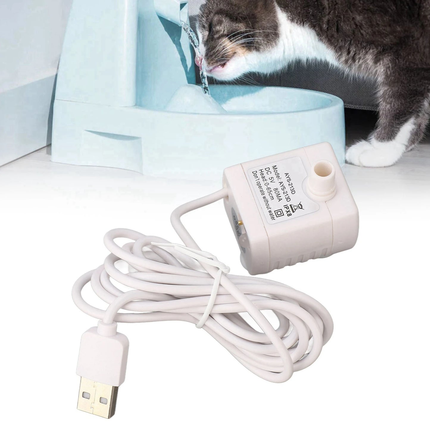 Cat Fountain  Prevent Dry Burning Removable Pet Water Fountain Pump Quiet 5V Adjustable  for Replacement