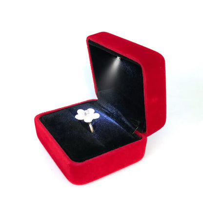 Caja de joyería con luz LED para anillos, collares y regalos
