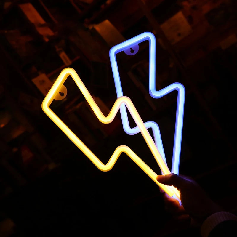 Lámpara LED de neón con forma de rayo para decoración
