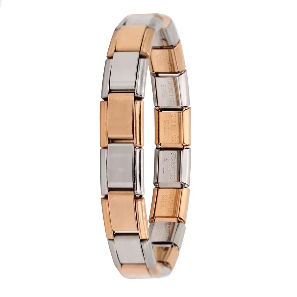 Pulsera elástica de acero inoxidable estilo italiano para mujer