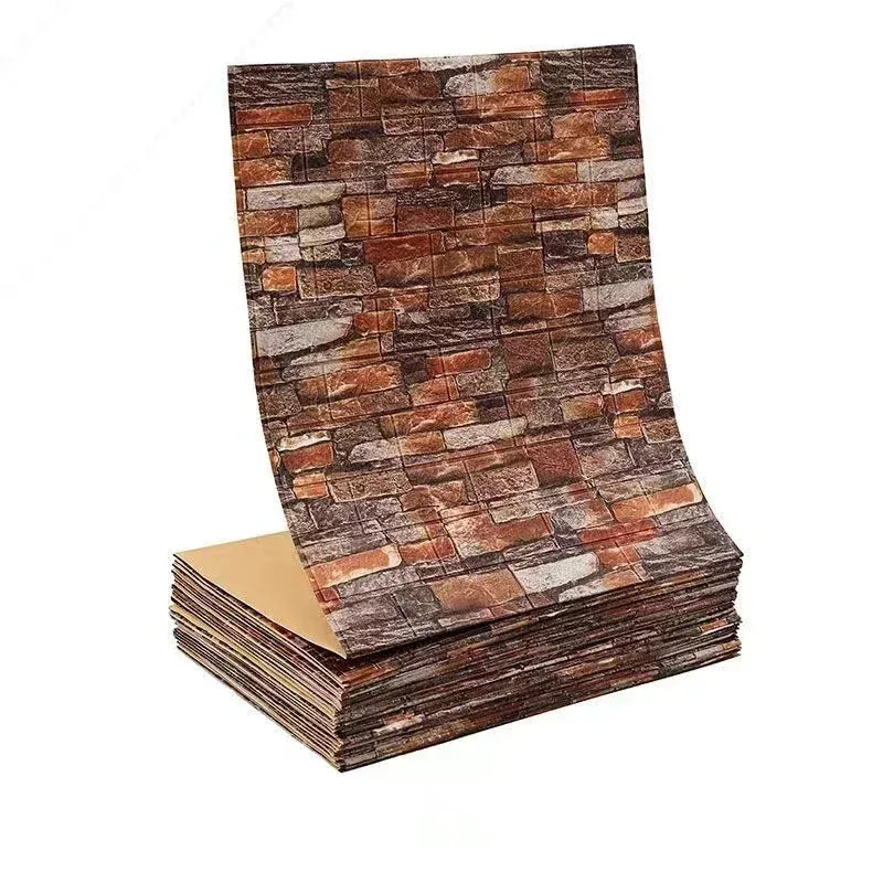 Papel pintado adhesivo 3D efecto ladrillo impermeable