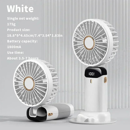 Mini ventilador portátil recargable con pantalla LED y 5 velocidades